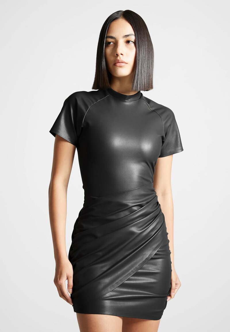 Leather Gathered Dress