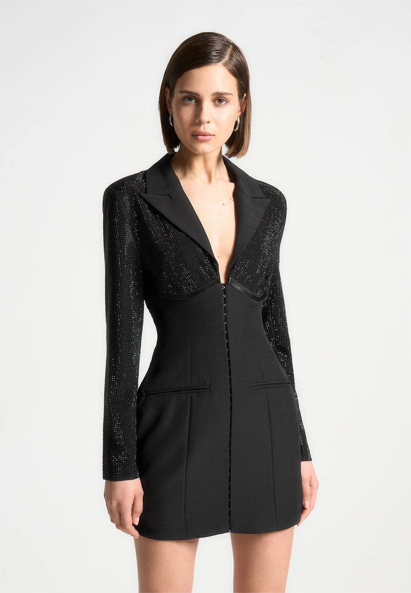 Rhinestone Corset Blazer Dress