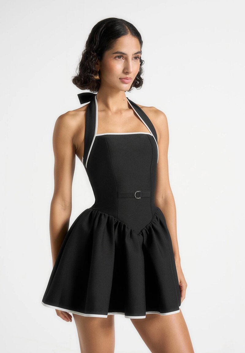 Halter Neck Belted Mini Dress