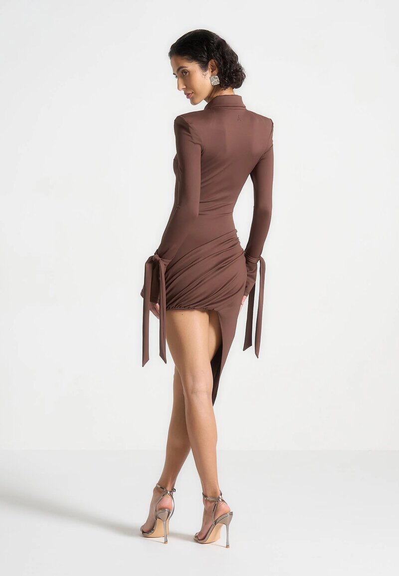 Draped Asymmetric Mini Dress
