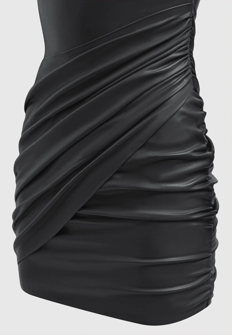 Leather Gathered Dress