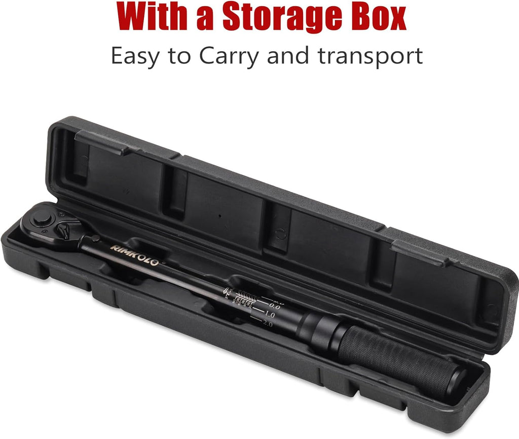 1-Inch Drive Click Torque Wrench, Dual-Scale Adjustable Torque Wrench Set with a Hex Key 200-1000ft.lb / 271-1356.7Nm