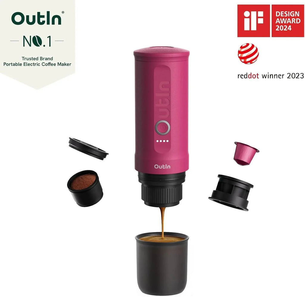 Nano Portable Electric Espresso Machine, Travel Coffee Maker for Camping, Car Coffee Maker Self-Heating with USB-C, With Ground Coffee & NS Capsule for RV, Hiking, Office
