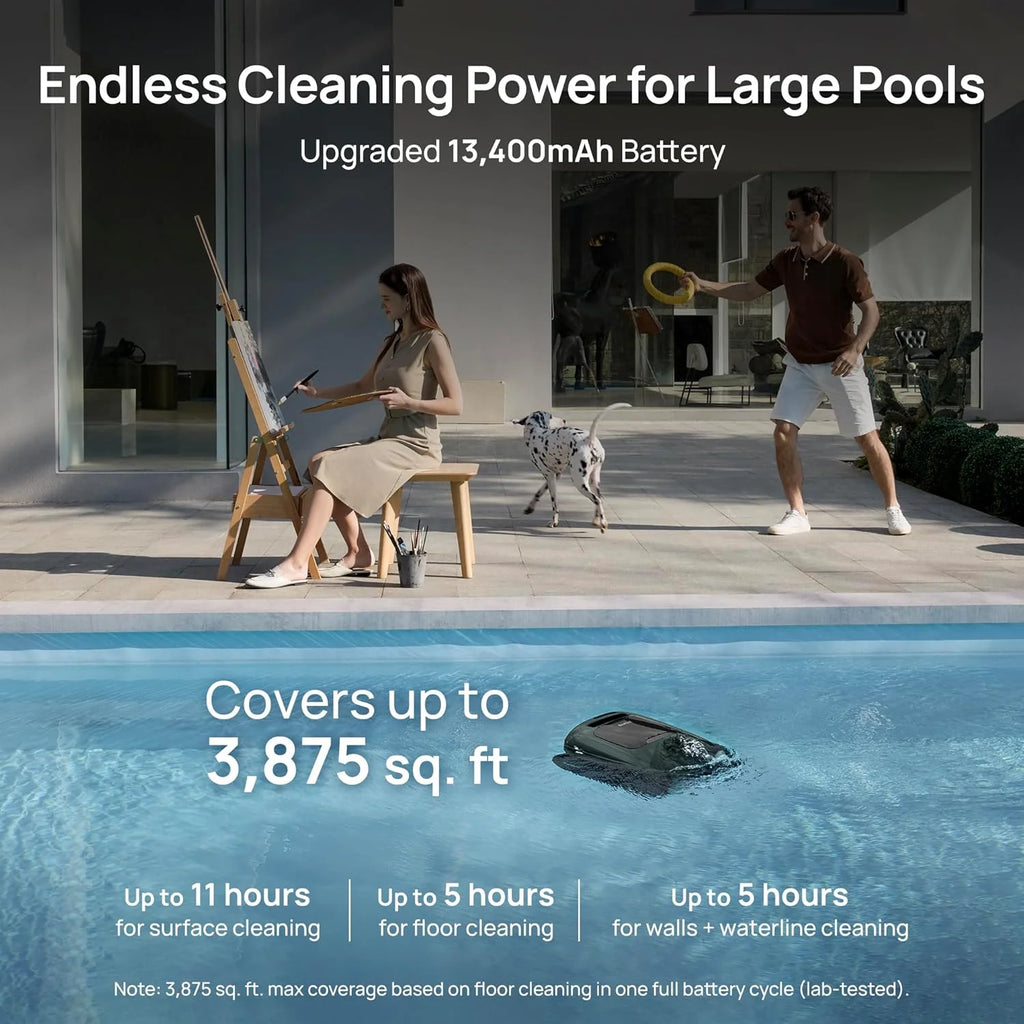 Beatbot AquaSense 2 Pro Cordless Pool Vacuum Robot, Unmatched 5-in-1 Cleaning, Surface Parking, Skims Water Surface with APP Control, Water Clarification, for Pools up to 3,875 Sq.ft Emerald Green
