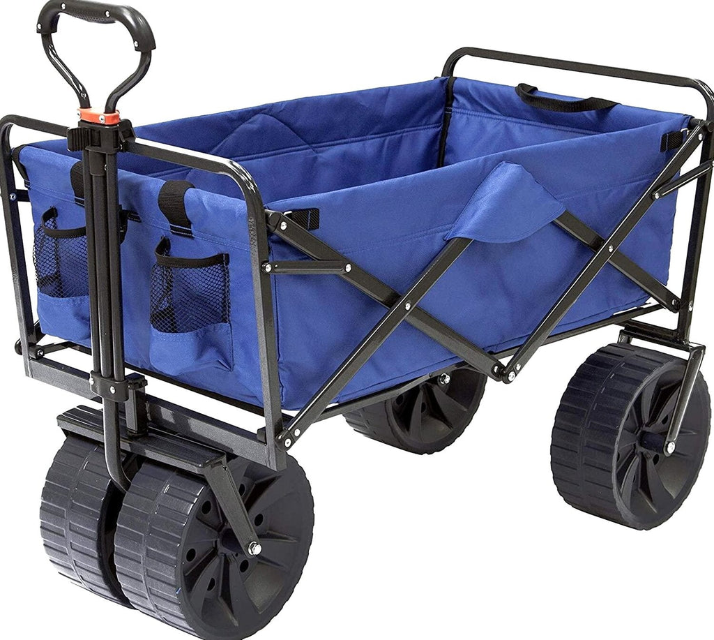 Mac Sports Heavy Duty Collapsible Folding All Terrain Utility Beach Wagon Cart Blue/Black