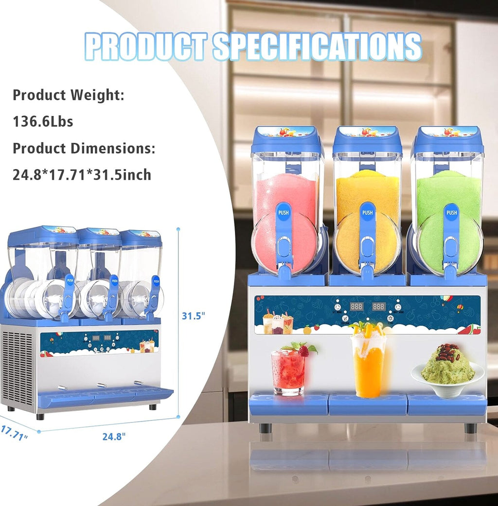 Commercial Slushy Machine - 1000W 30L Tanks Slush Maker Machine 304 Stainless Steel Commercial Margarita Machines Efficient Cooling the Ideal Slushie Maker for Bars Cafes Restaurants