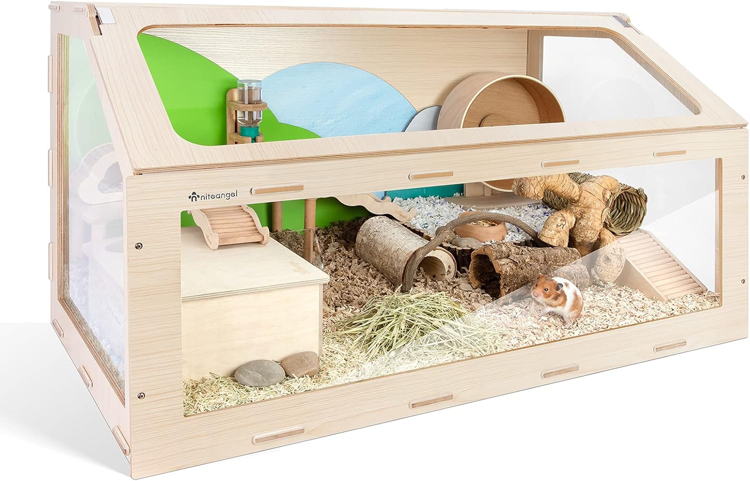 Hamster Cage W/Oblique Opening Cage Door - MDF Aspen Small Animal Cage for Syrian Hamsters Degus or Other Similar-Sized Pets (Medium - 40.7 x 22.7 x 22.9 inches, Burlywood)