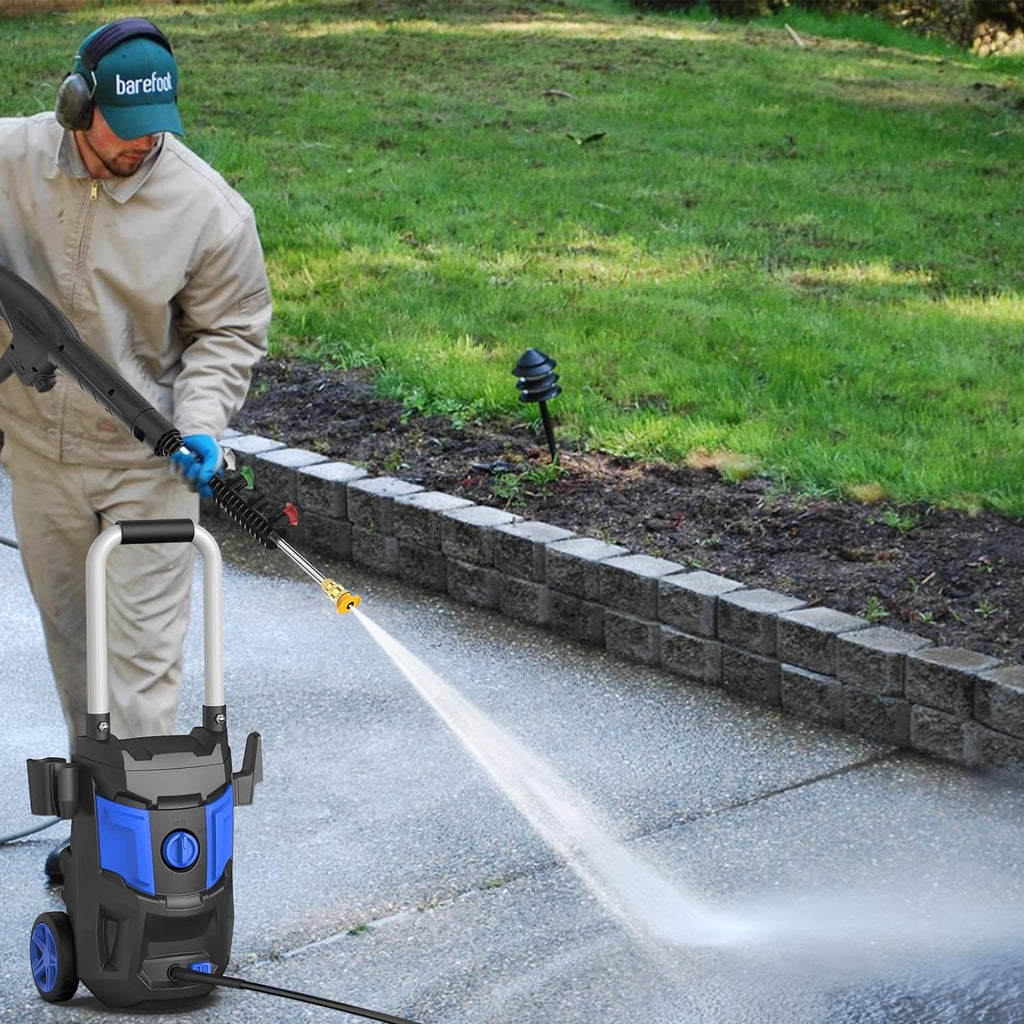 Electric Pressure Washer - 4200PSI Max 2.8GPM with 25FT Hose,35FT Cord High Power Washers Powered 4 Nozzles for Patios Car Garden
