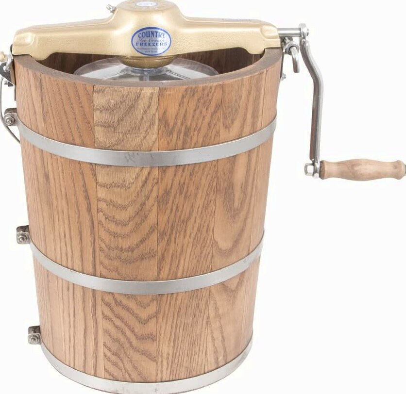 6 qt Country Ice Cream Maker – Classic Wooden Tub – Hand Crank