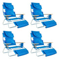 Ostrich Deluxe Padded 3 N 1 Outdoor Lounge Reclining Beach Chair, Blue (4 Pack)