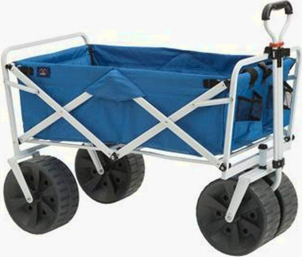 Mac Sports Heavy Duty Collapsible Folding All Terrain Utility Beach Wagon Cart Blue/Black