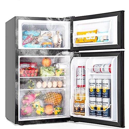 Euhomy Mini Fridge with Freezer, 3.2 Cu.Ft Mini Refrigerator with Freezer