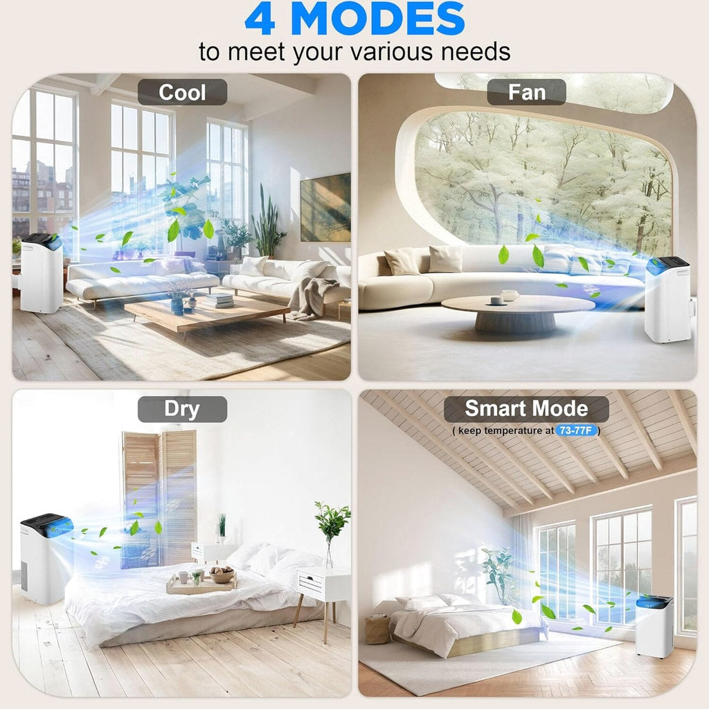 Portable Air Conditioners with Remote Control, 3-in-1 Free Standing Cooling AC Unit with Fan &amp; Dehumidifier, Cools Room up to 700 sq.ft, Smart/Sleep Mode,3 Speed,Auto Swing,24H Timer