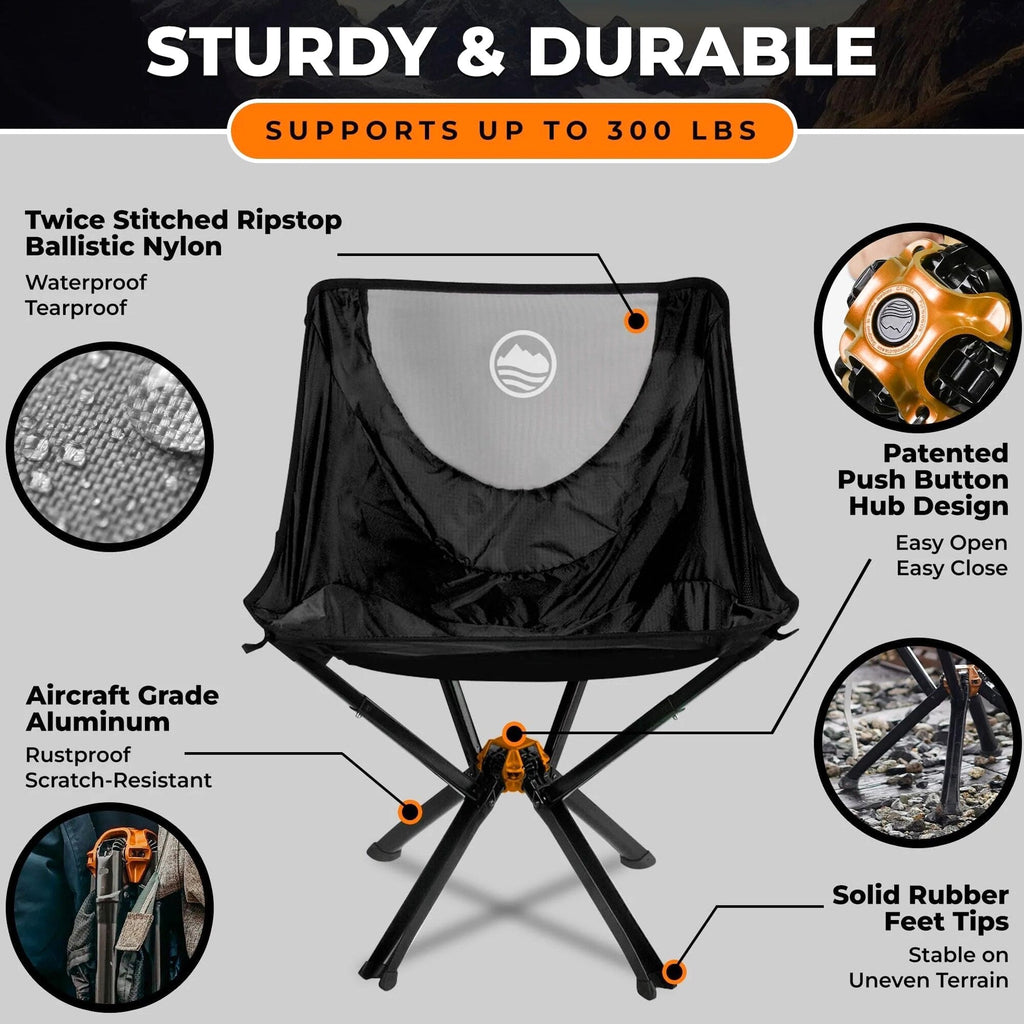 CLIQ Portable Folding Chair for Camping Supports 300 Lbs