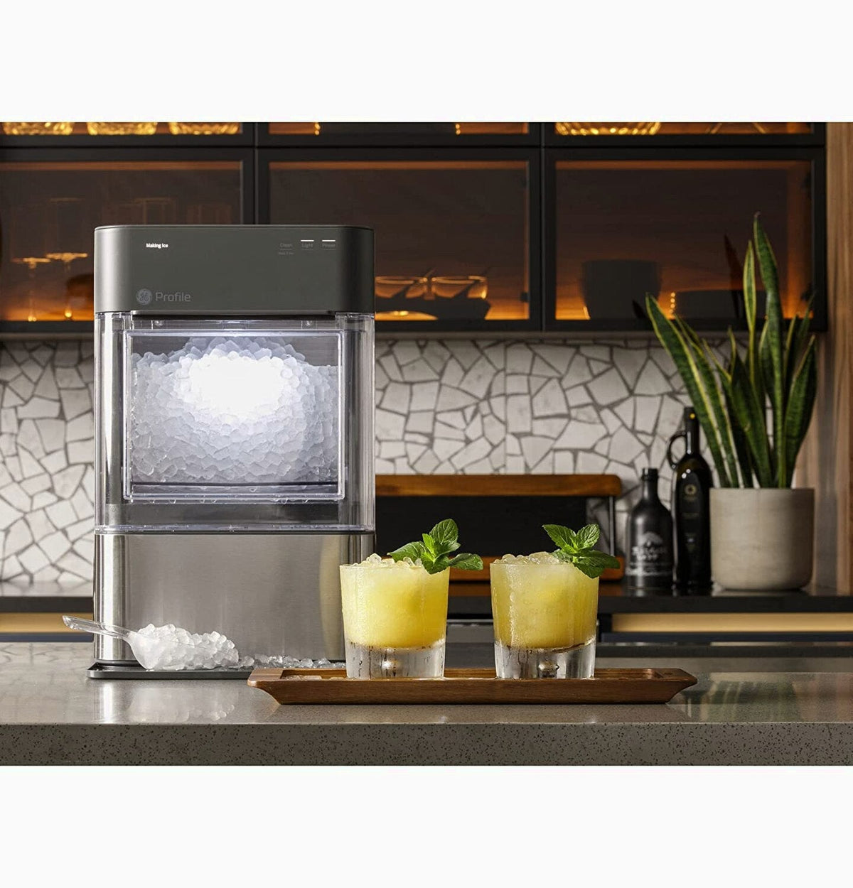 GE Profile Opal 2.0 | Countertop Nugget Ice Maker | Ice Machine with WiFi Connectivity | Smart Home Kitchen Essentials | Black Stainless
