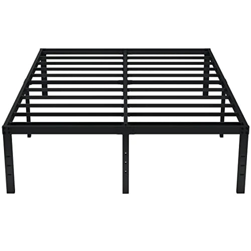 EMODA Queen Bed Frame No Box Spring Needed 18 Inch Heavy Duty Metal Tall Platform Bed Frame