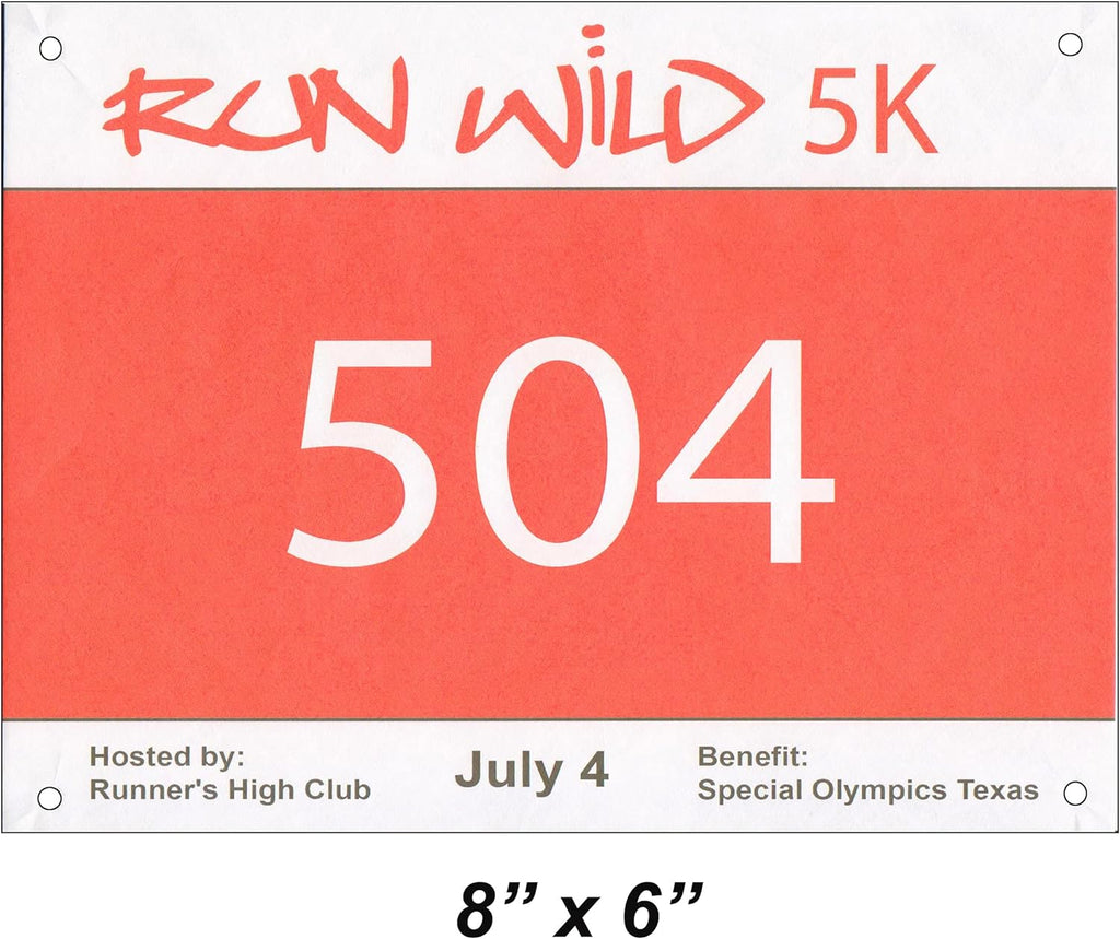Array Stars Custom Race Bibs Personalized Full Color Printed Race Numbers, Running Bibs