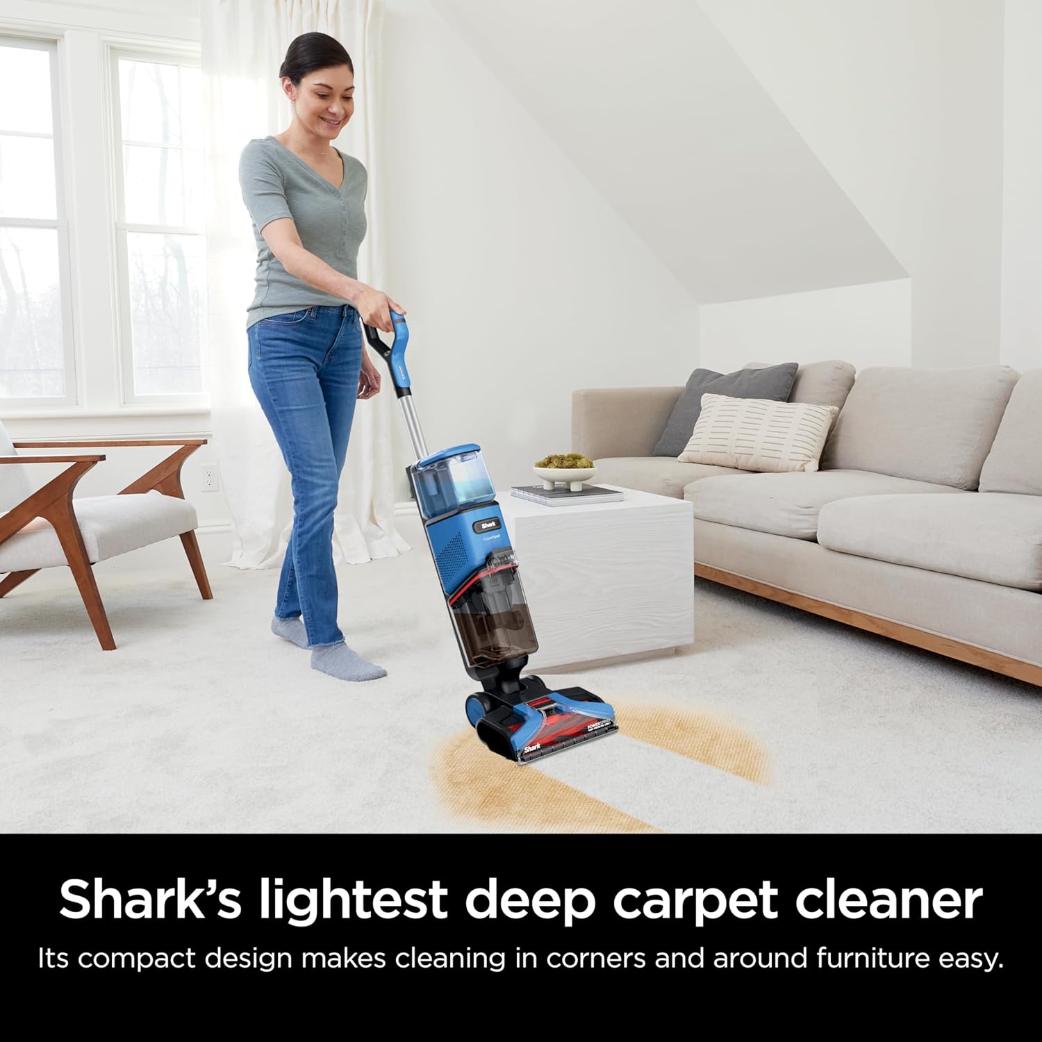 Shark CarpetXpert EX201 Carpet Cleaner, Cyan – Deep Cleaning with StainStriker, Perfect for Pets, Includes Spot & Stain Remover Tools