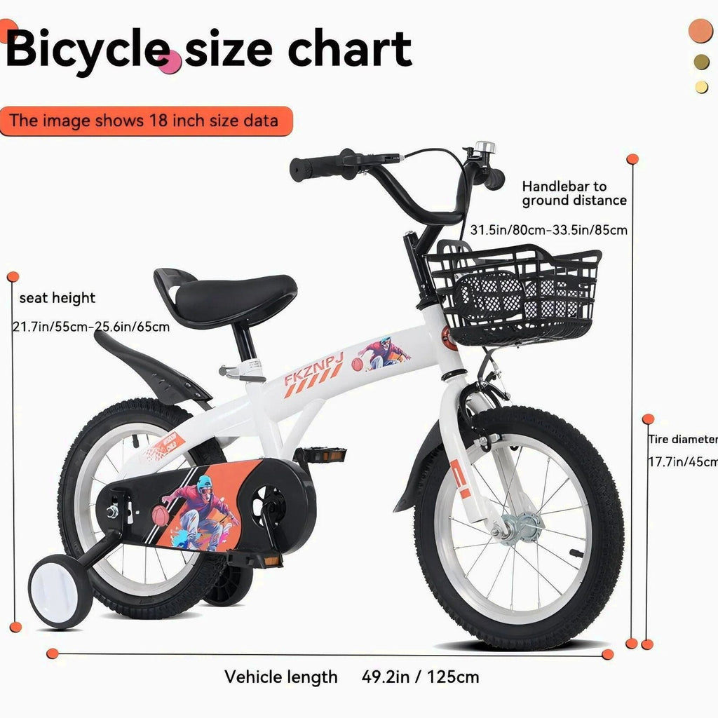 Baprem 18" Girls Bike for 5-9 Years Old Kids, Cute Kids Bike with Training Wheels, Steel Frame Sporty Children Bicycle, Pink