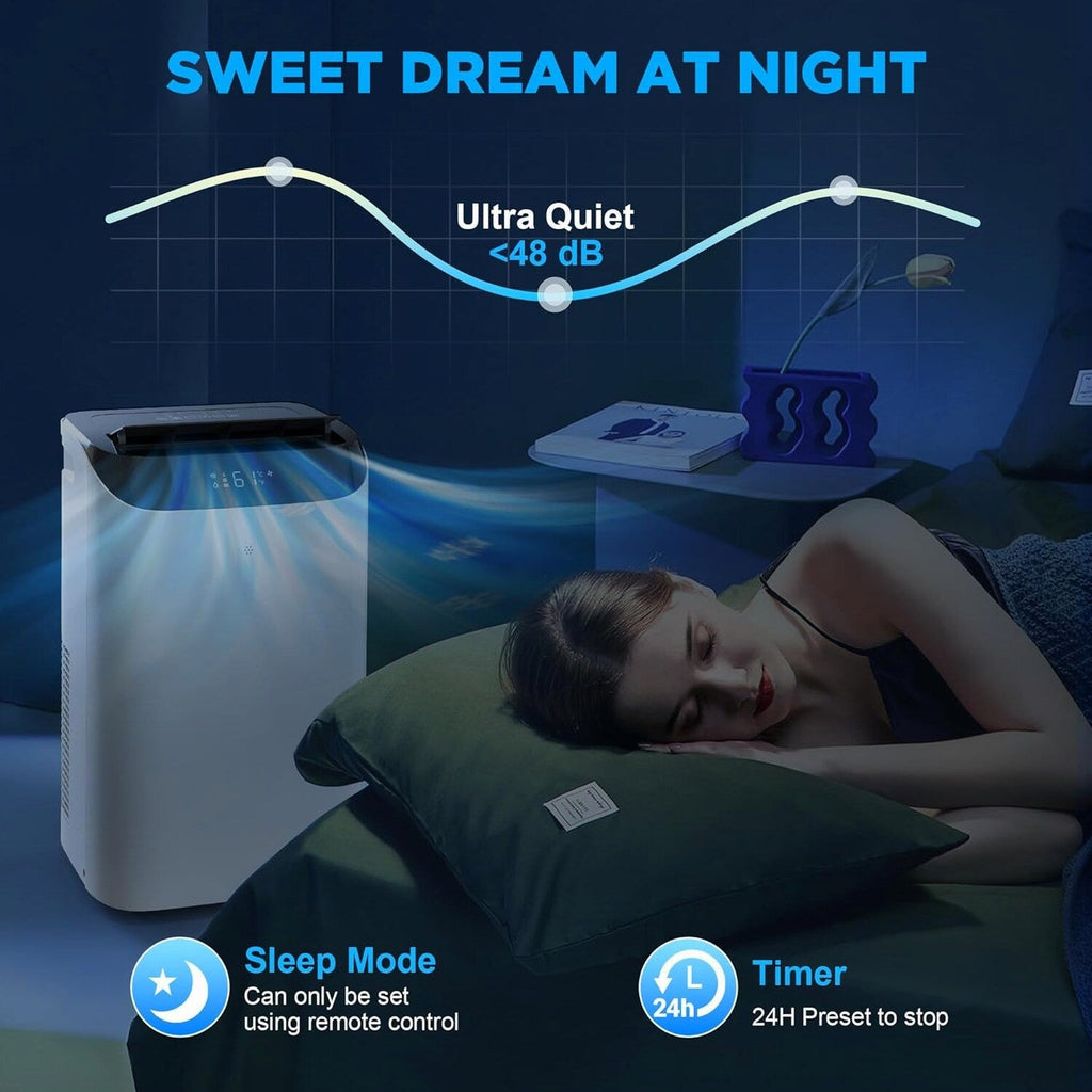 Portable Air Conditioners with Remote Control, 3-in-1 Free Standing Cooling AC Unit with Fan &amp; Dehumidifier, Cools Room up to 700 sq.ft, Smart/Sleep Mode,3 Speed,Auto Swing,24H Timer