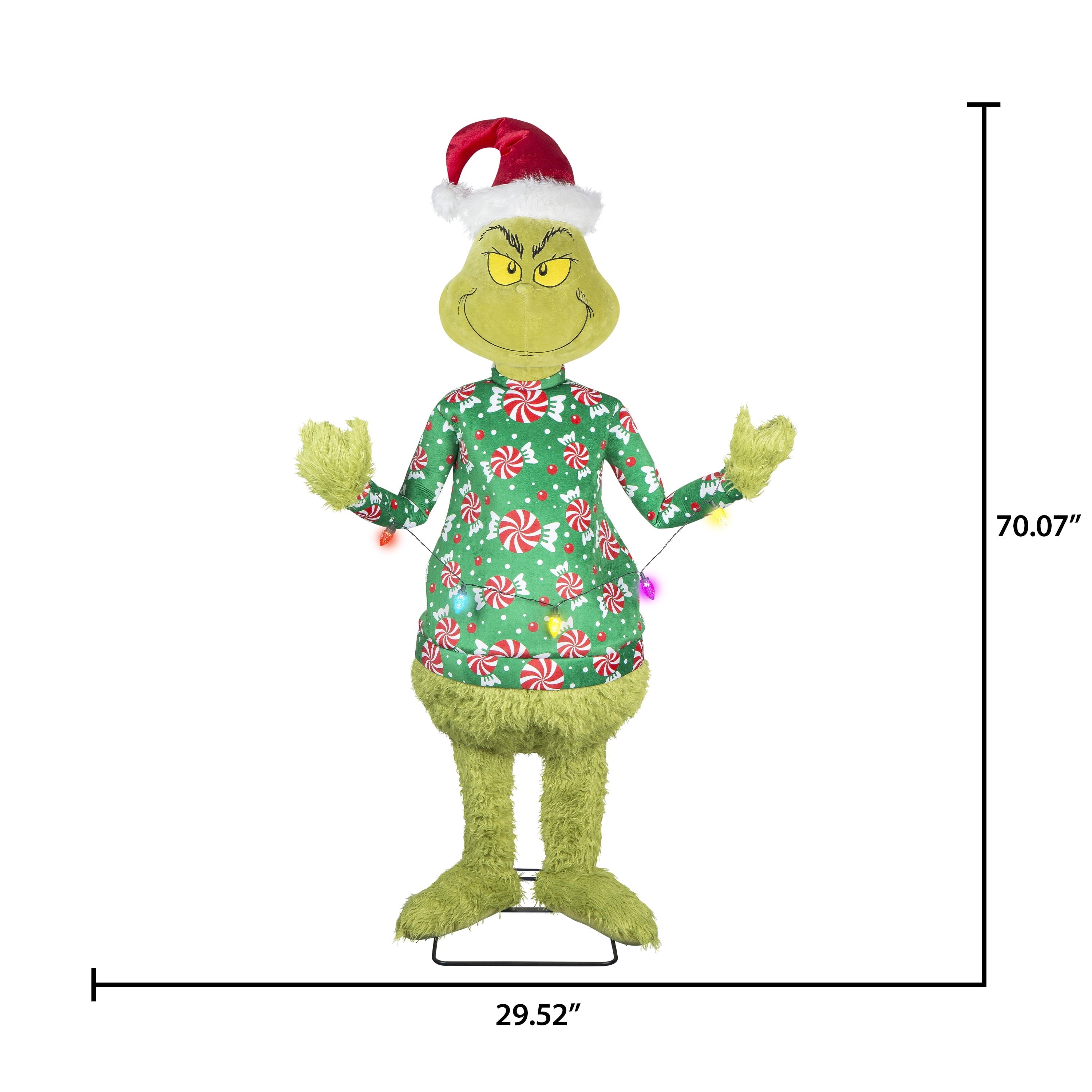Life Size Animated Dr. Seuss Grinch in Ugly Christmas Sweater Décor, 5.8 ft