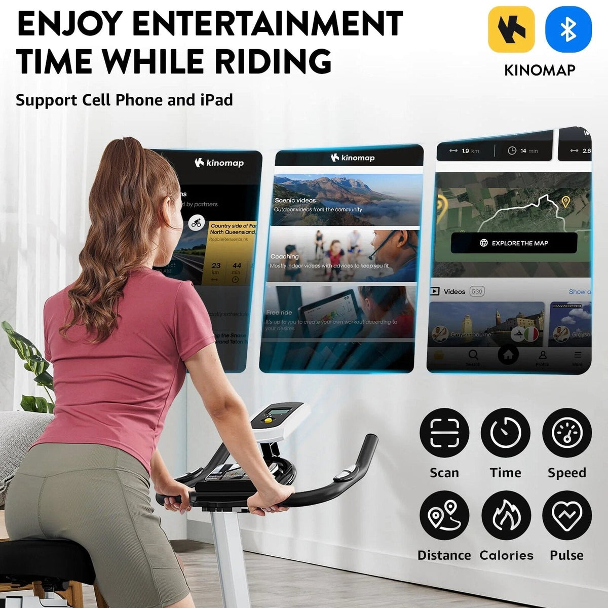 Pooboo Indoor Cycling Bike Magnetic Stationary Exercise Bikes Home Cardio Workout Bicycle Machine 350lb Flywheel Weight 40lbs