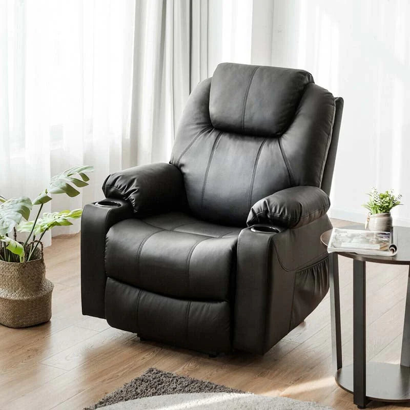 Electric Power Lift Recliner Leather Massage Reclining Sofa Elderly Lift Chair With Lumbar Heating Amp 8 Vibrating Nodes Cup Holder Usb Port - Comfortable And Ergonomic Design