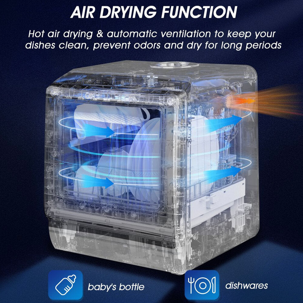 Portable Countertop Dishwasher with 5-Liter Built-In Water Tank and Air-Dry Function 5 Washing Programs