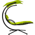 Hanging Chaise Lounge Swing Chair with Umbrella Canopy, Green