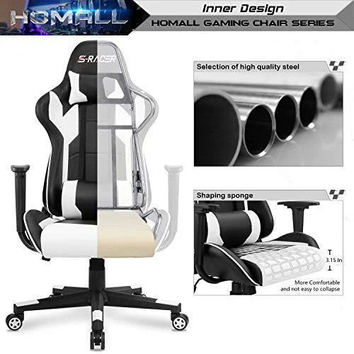 Homall Gaming Chair, Office Chair High Back Computer Chair Leather Desk Chair