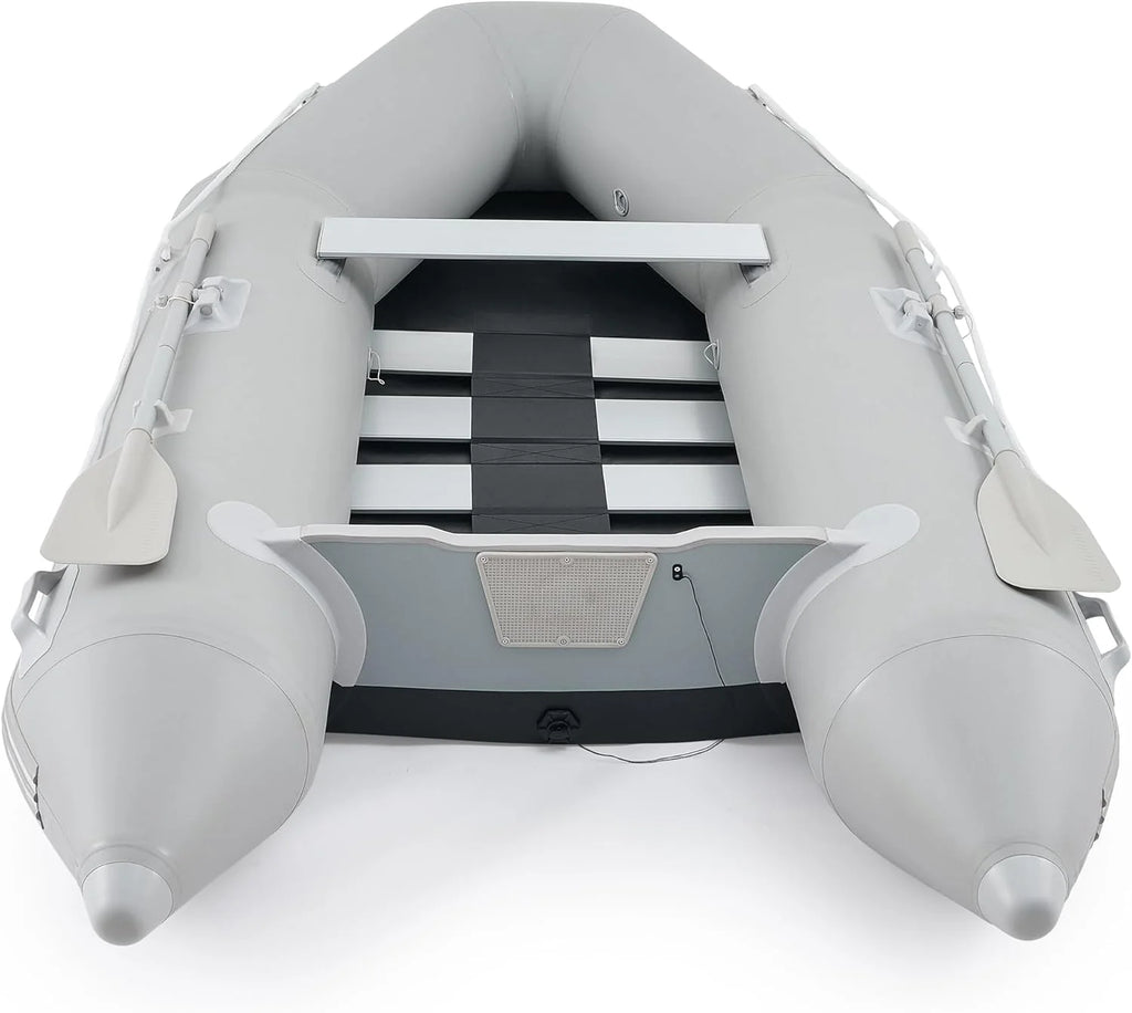 CREWORKS 7.5ft Inflatable Dinghy Boat, 2 Person 660lb Transom Sport Tender Boat with Pump Aluminum Oars Floor, Heavy Duty Inflatable Raft Kayak for Adults
