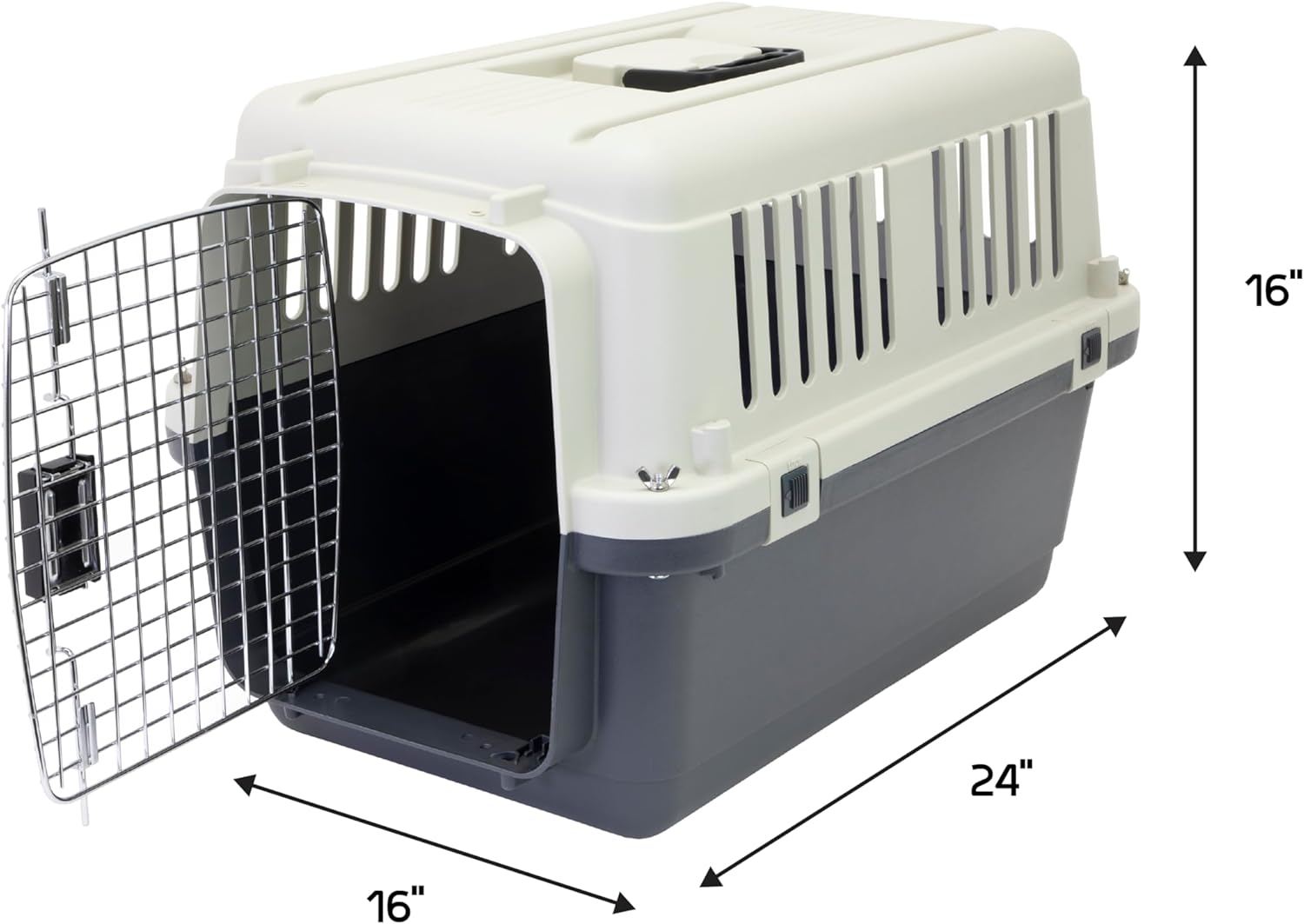 Designs Plastic Kennels Rolling Plastic Airline Approved Wire Door Travel Dog Crate, XXX-Large, Gray