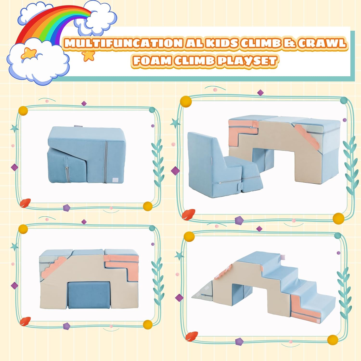 Climbing Blocks for Toddlers,Indoor Soft Climb and Crawl Play Climbing Toys for Creativity & Imagination