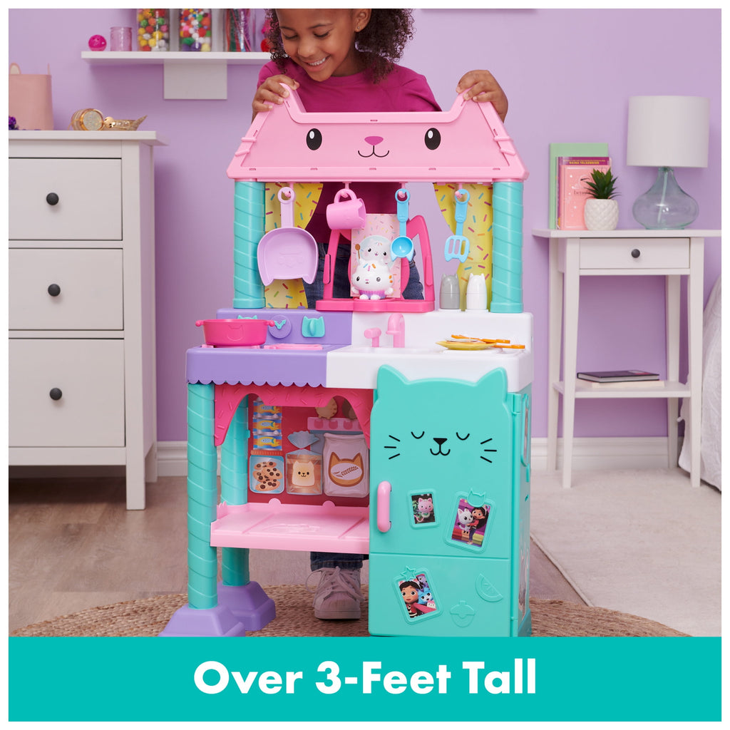 Gabby’s Dollhouse Cakey Cat Kitchen Set for Kids, 3ft Tall Play Kitchen with Sounds & Accessories
