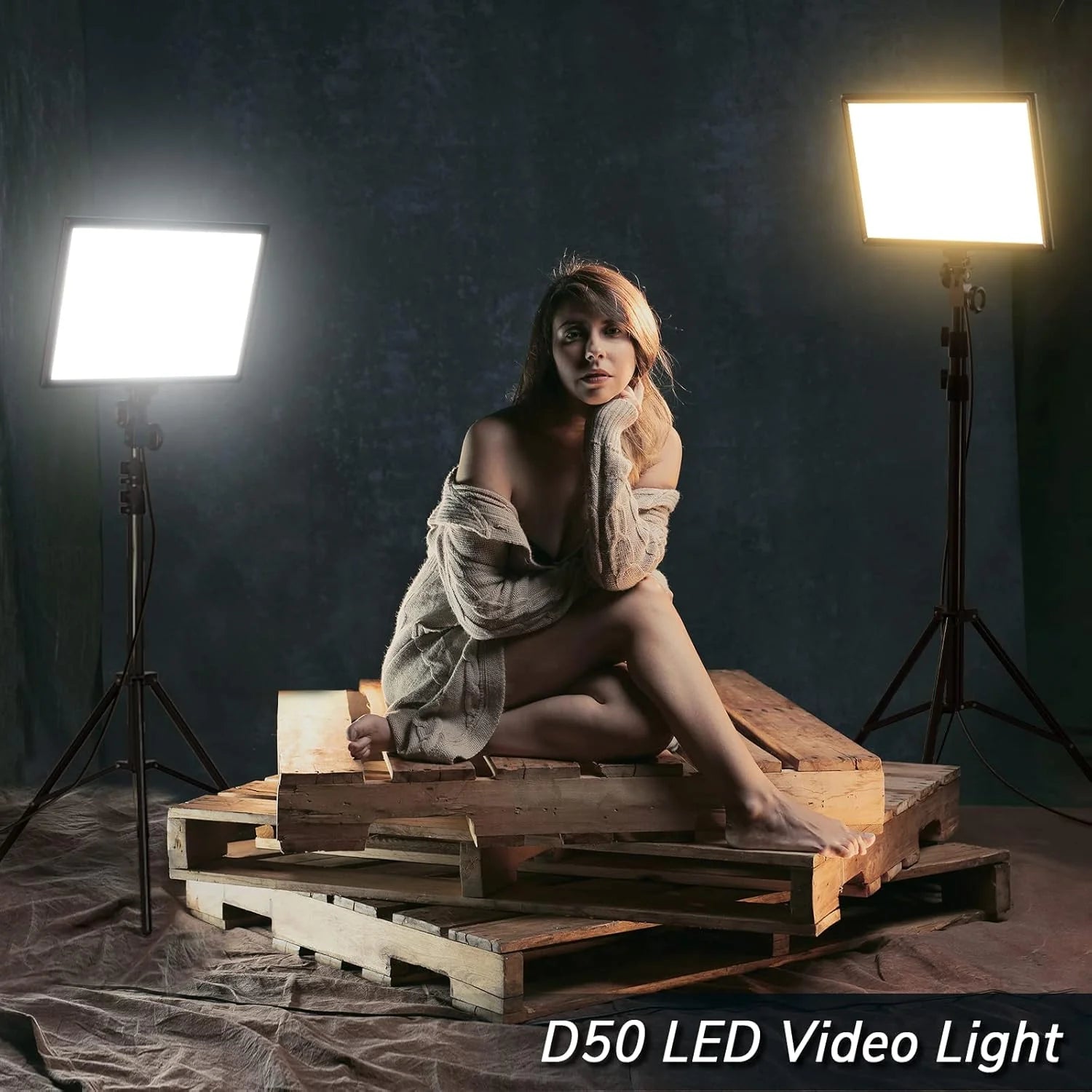 D50 LED Video Light Panel Lights 15.4", 2 Packs 45W 3000K-8000K Bi-Color Dimmable Photography Lighting, CRI 96+ Videography Lighting for Video Shooting/Gaming/Live Stream/Studio/Film