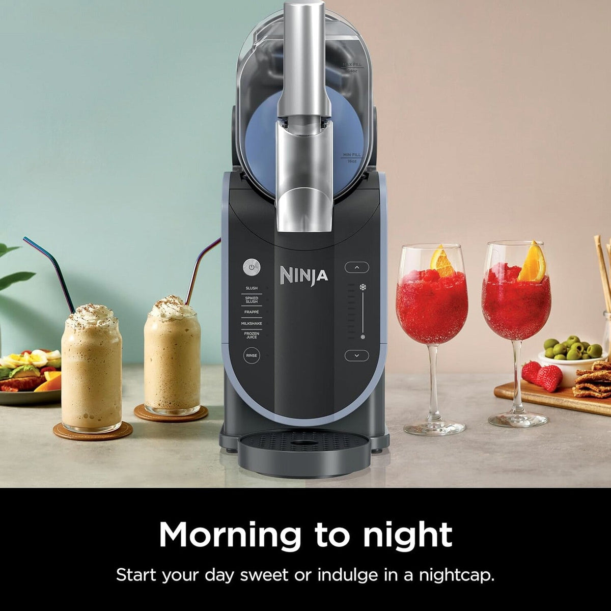 SLUSHi with RapidChill Technology, 88 oz. Frozen Drink &amp; Slushie Machine, 5 Preset Programs, Margaritas, Frappés, and More, Premium Accents, Black, FS301