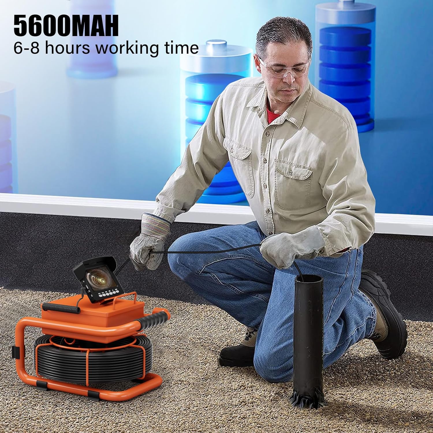 Sewer Inspection Camera, 100FT, DVR, Audio, 4.3" Screen