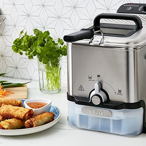 T-Fal Ultimate Steel Deep Fryer with Basket 3.5 Liter Oil and 2.6 Pound Food Capacity