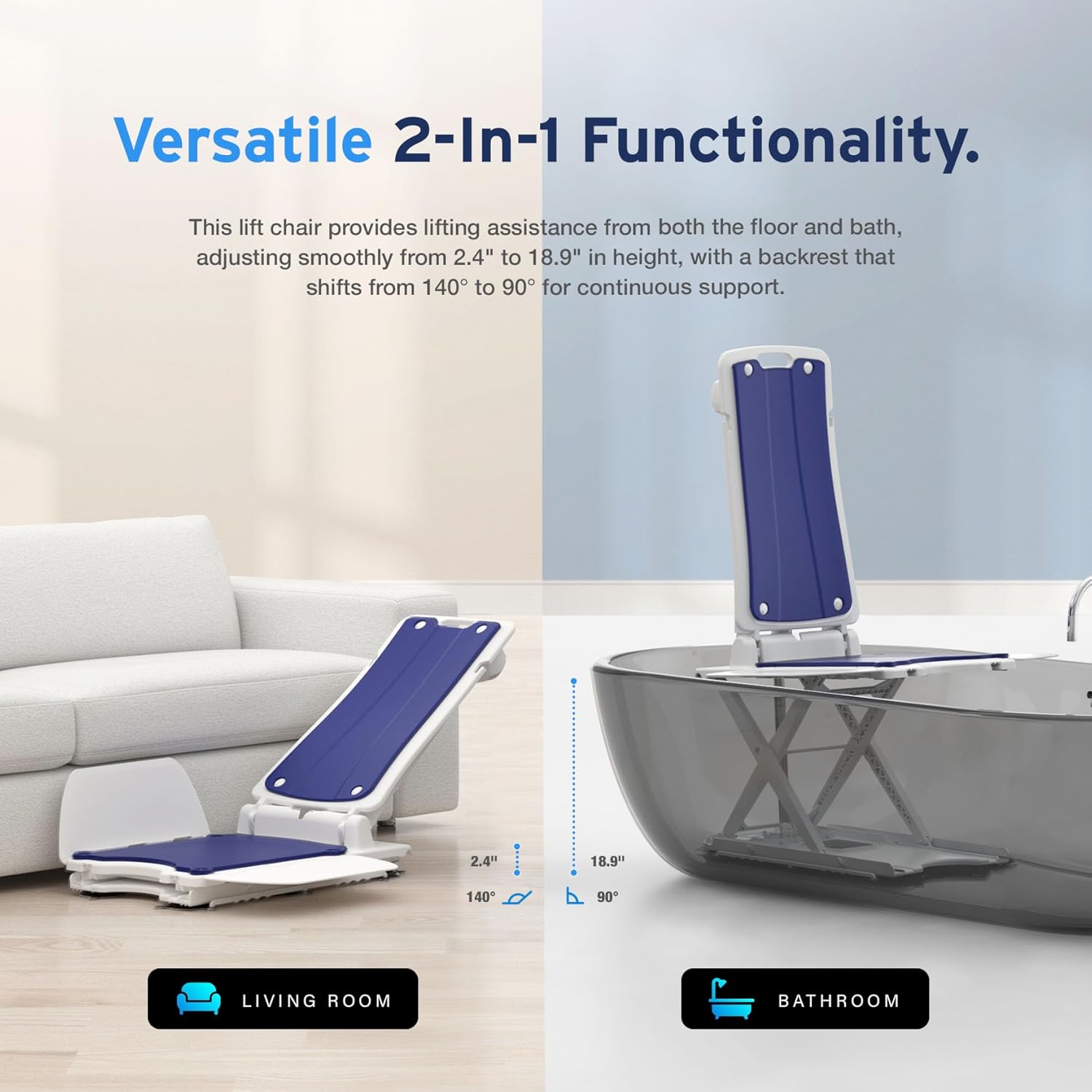 AYDMED 2-in-1 Electric Lift Chair, 308lbs Capacity, Waterproof
