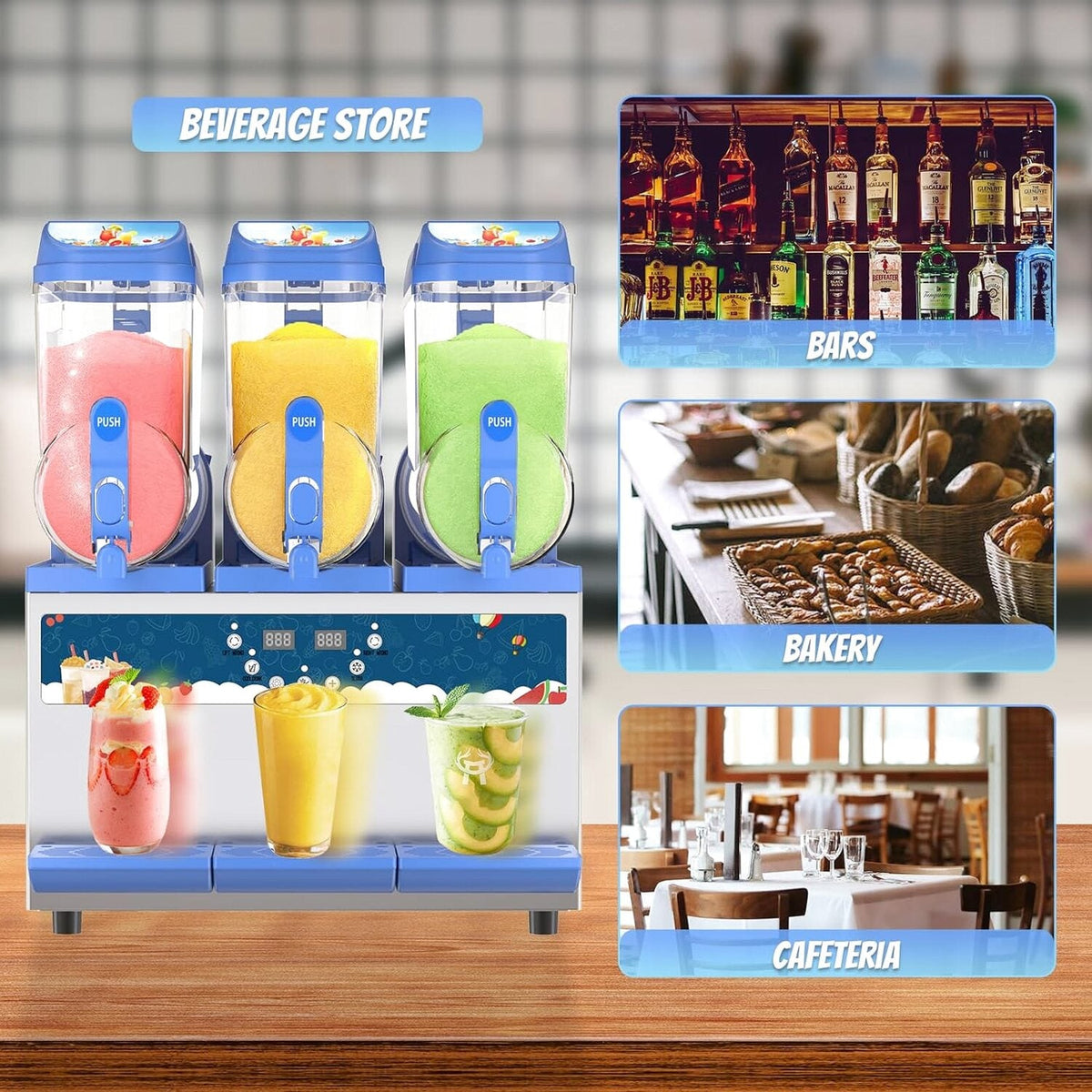 Commercial Slushy Machine - 1000W 30L Tanks Slush Maker Machine 304 Stainless Steel Commercial Margarita Machines Efficient Cooling the Ideal Slushie Maker for Bars Cafes Restaurants