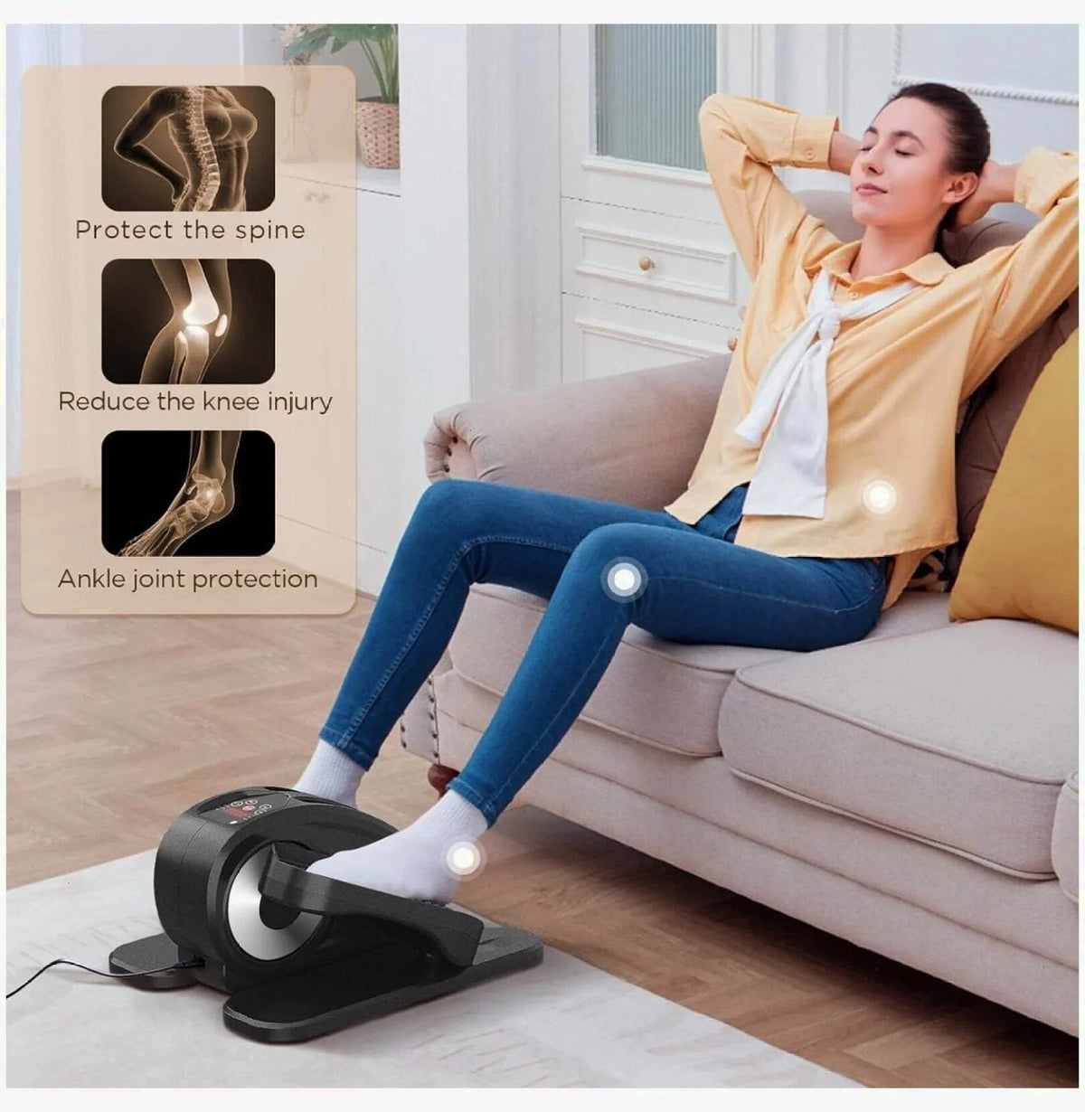 Under Desk Elliptical Electric Foot Pedal Exerciser Fully Assembled Seated Elliptical Compact Portable Elliptical Machine Trainer with Control Mini Elliptical Leg Exerciser for Home