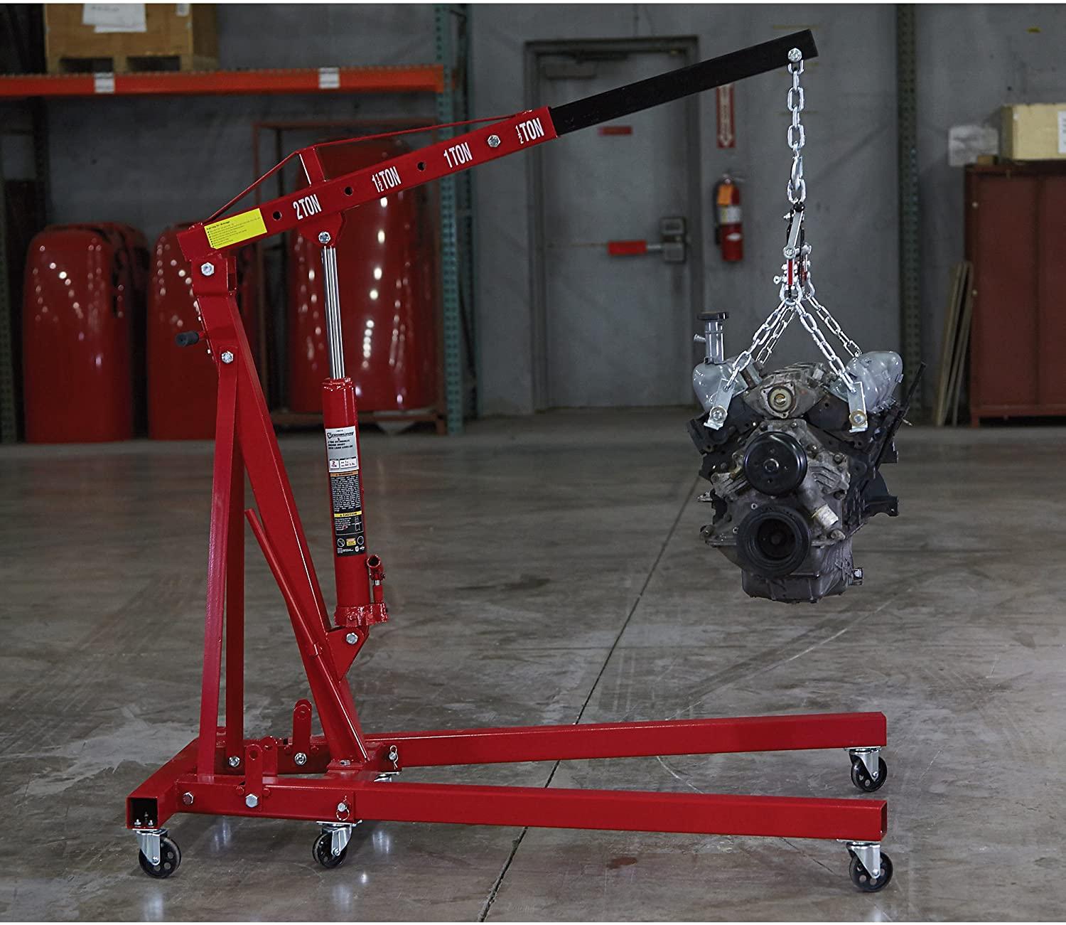 Strongway Hydraulic Engine Hoist with Load Leveler C 2 Ton Capacity, 1in. 82 5/8in. Lift Range