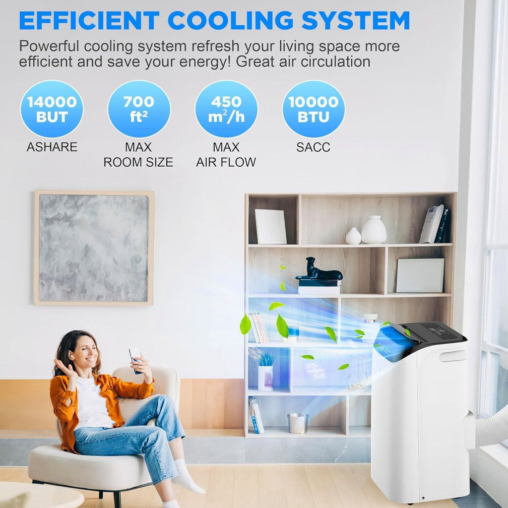 Portable Air Conditioners with Remote Control, 3-in-1 Free Standing Cooling AC Unit with Fan &amp; Dehumidifier, Cools Room up to 700 sq.ft, Smart/Sleep Mode,3 Speed,Auto Swing,24H Timer