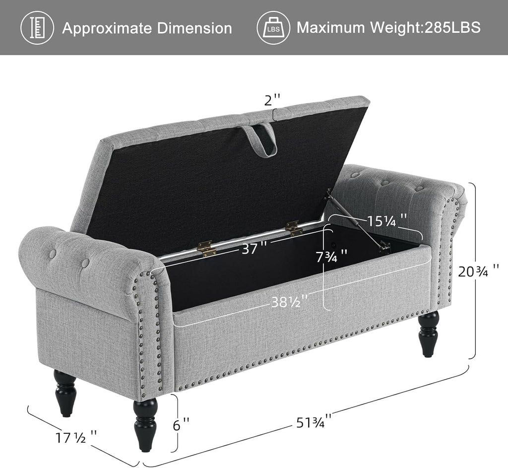Furniliving Modern Storage Ottoman Bench, Sherpa Ottoman End of Bed Bench with Solid Wood Legs Upholstered Ottoman Benches with Storage Indoor Bench for Living Room with Rolled Arm, Entryway, White