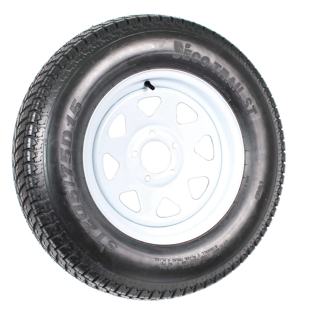 2-Pack Trailer Tire On Rim ST205/75D15 205/75 D 15 in. LRC 5 Hole White Spoke