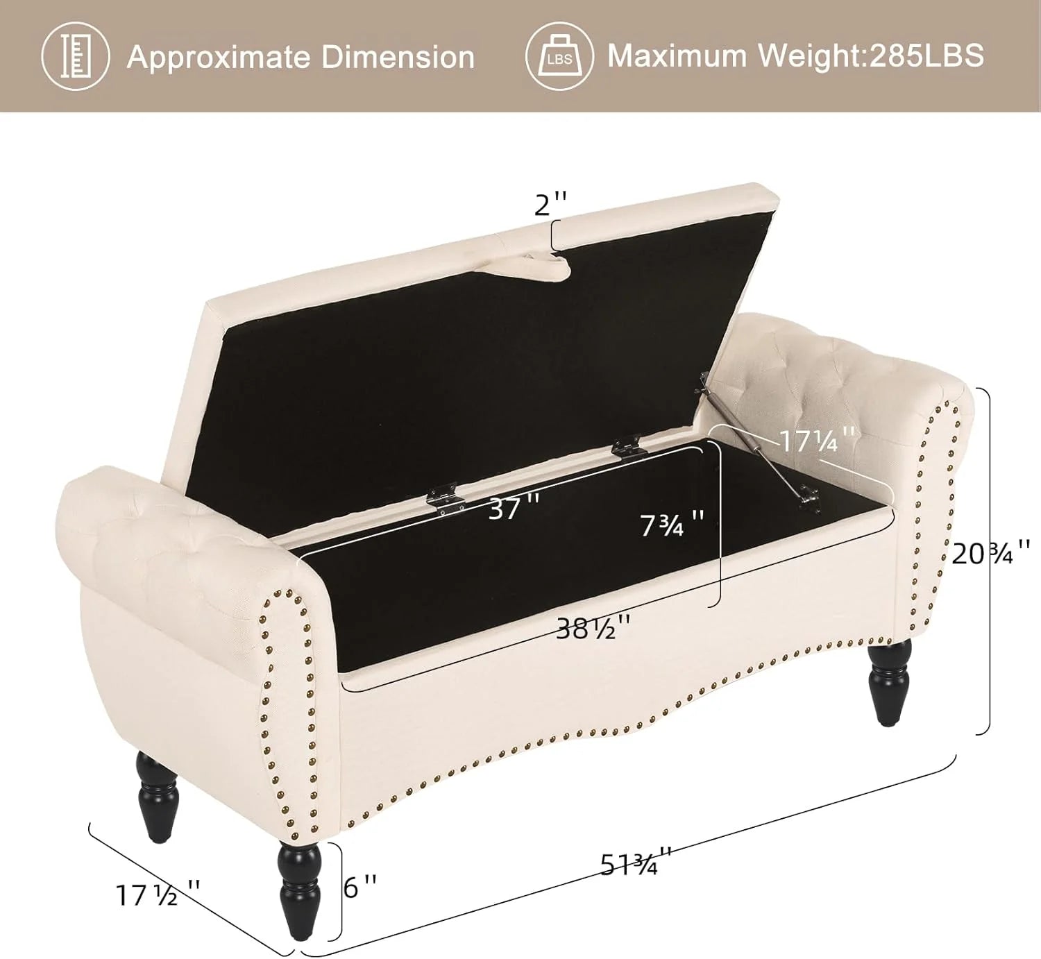 Furniliving Modern Storage Ottoman Bench, Sherpa Ottoman End of Bed Bench with Solid Wood Legs Upholstered Ottoman Benches with Storage Indoor Bench for Living Room with Rolled Arm, Entryway, White