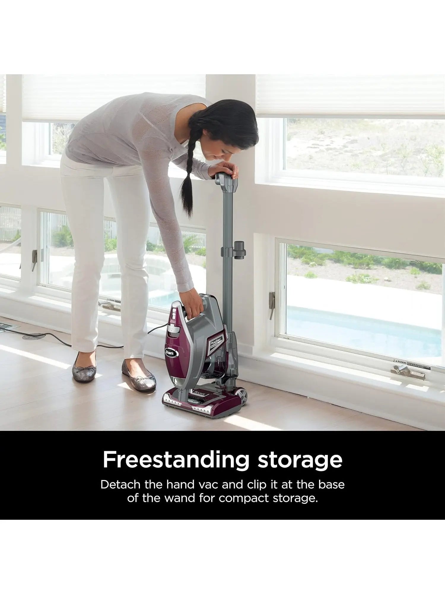 Shark HV322 Rocket Deluxe Pro Corded Stick Vacuum with LED Headlights, XL Dust Cup, Lightweight, Perfect for Pet Hair Pickup, Converts to a Hand Vacuum, with Pet Attachments, Bordeaux/Silver