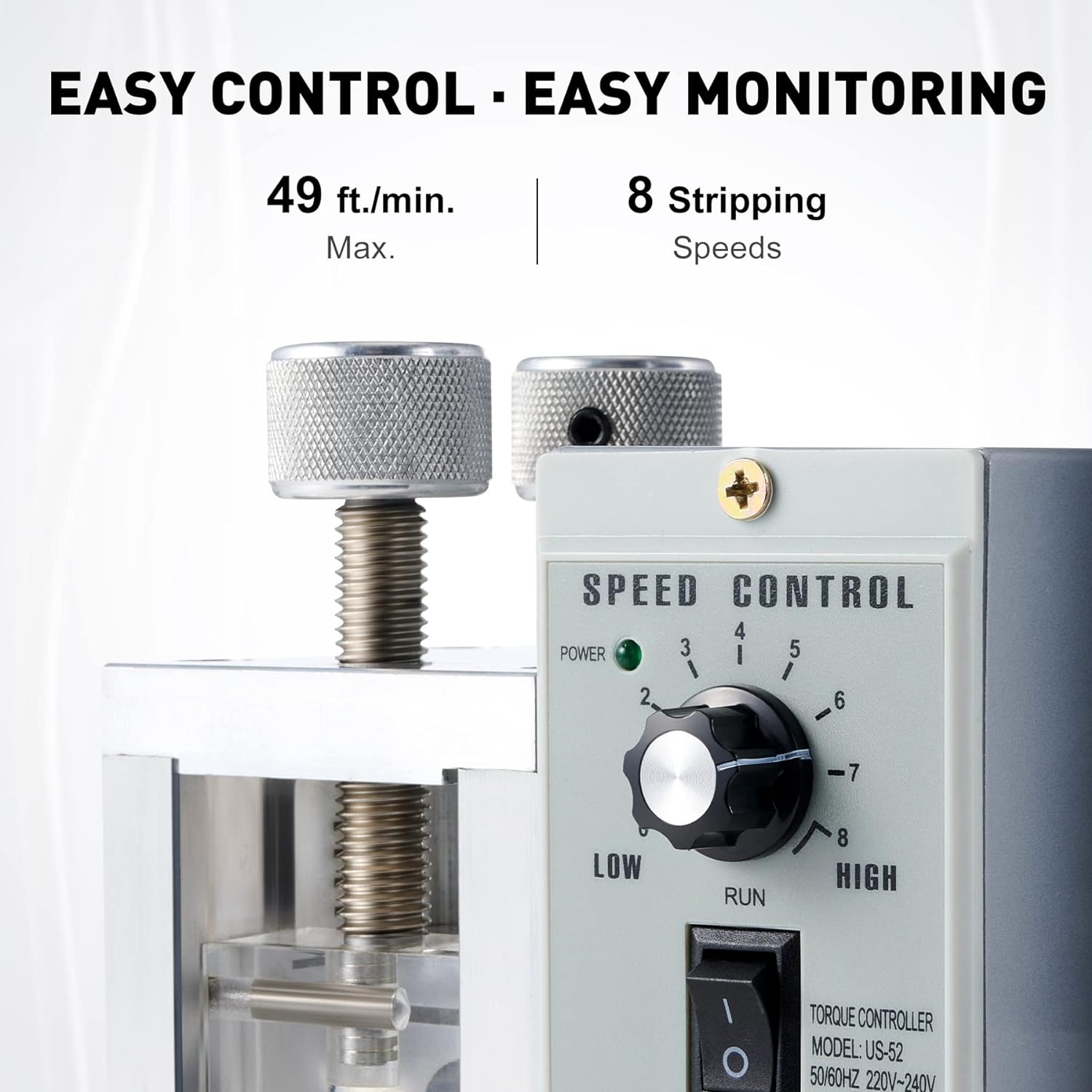 Speed Adjustable Wire Stripper, Automatic Cable Stripping Machine for 0.04"-1.2" Copper Wires, Electric Scrap Cable Stripper Tool for 11/0-18 AWG Wires, Cable Jacket Remover for Recycling