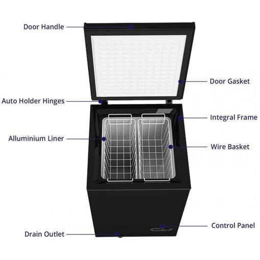 Northair Chest Freezer C 3.5 Cu Ft with 2 Removable Baskets C Reach In Freezer Chest C Quiet Compact Freezer C 7 Temperature Settings C Black
