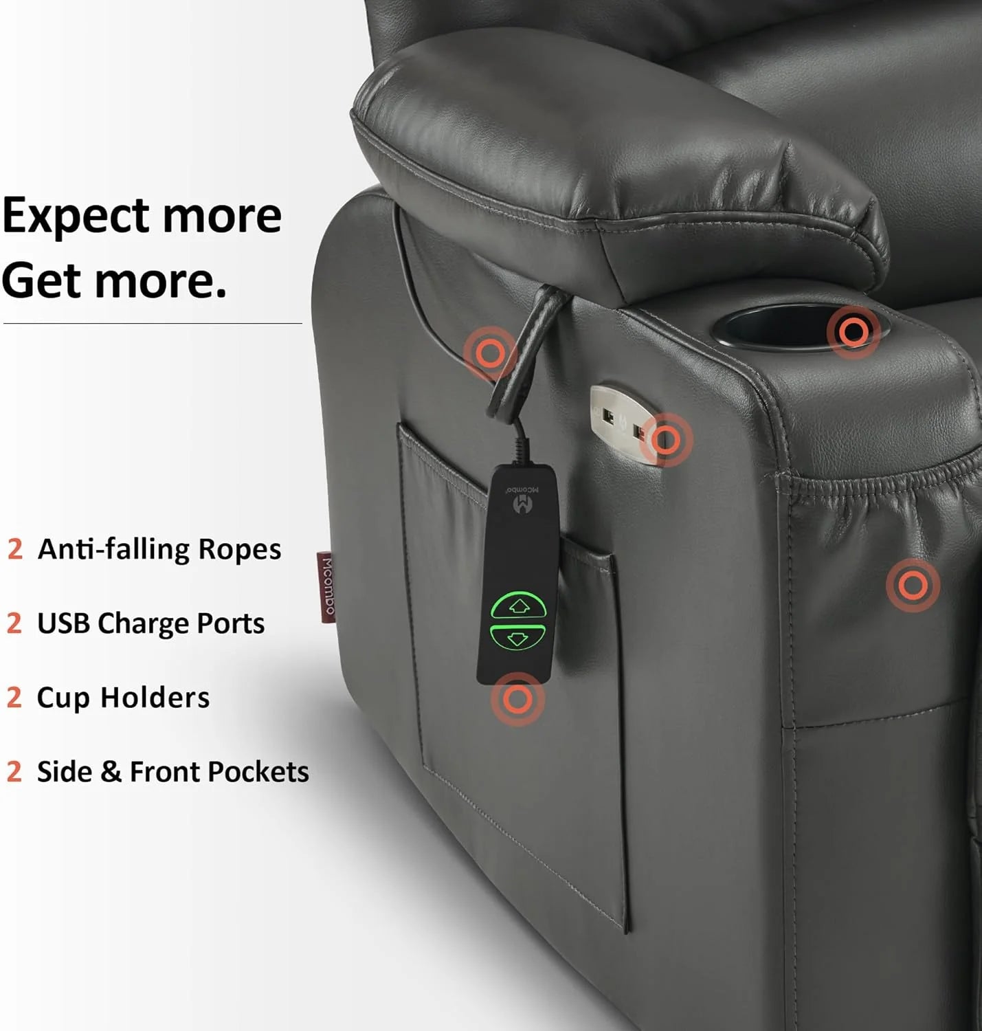 Heated Lift Recliner for Seniors with USB & Cup Holders